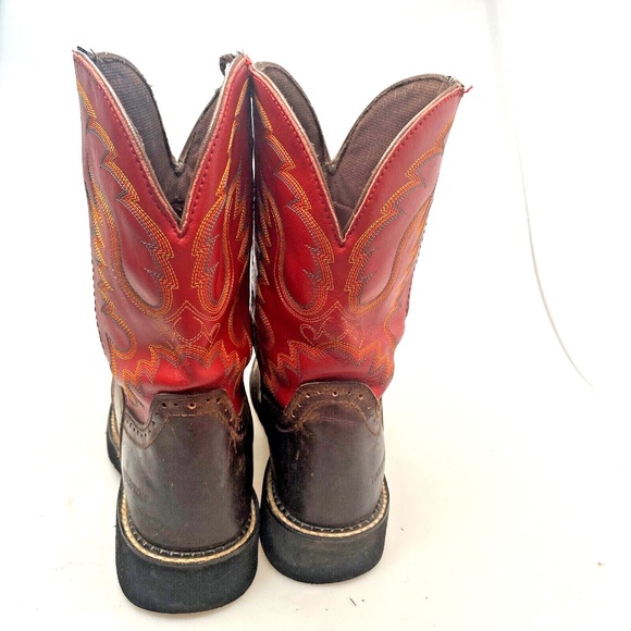 Justin Gypsy Red Cowboy Boots Women Size 10 1/2 B - Round Toe  - L9921 - Picture 4 of 16